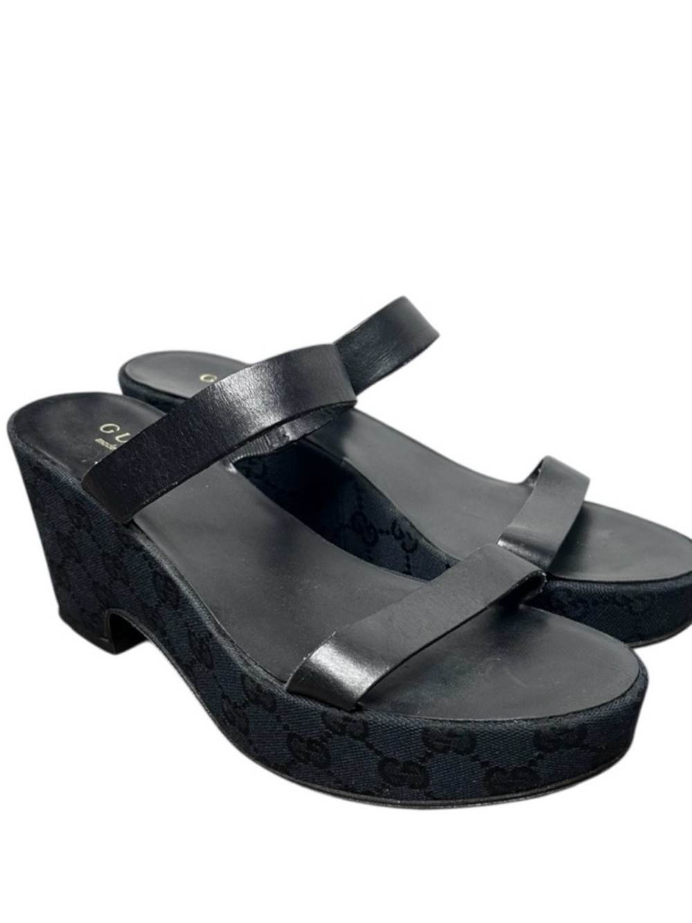 Gucci Black Monogram Platform Slide Sandals - Picture 2 of 7